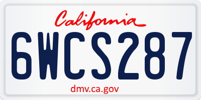 CA license plate 6WCS287