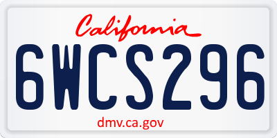 CA license plate 6WCS296