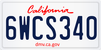 CA license plate 6WCS340