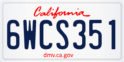 CA license plate 6WCS351