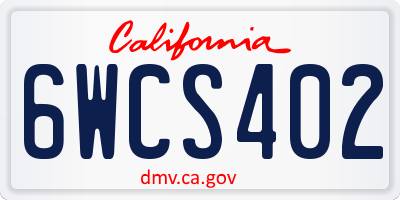 CA license plate 6WCS402