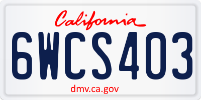 CA license plate 6WCS403