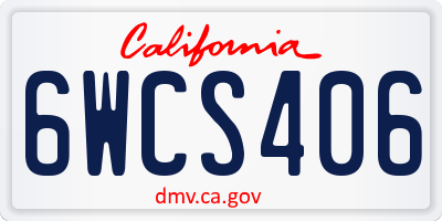 CA license plate 6WCS406