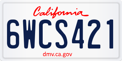 CA license plate 6WCS421