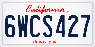 CA license plate 6WCS427