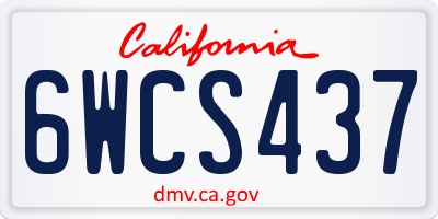 CA license plate 6WCS437