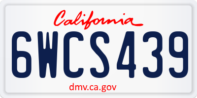 CA license plate 6WCS439