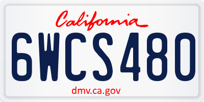 CA license plate 6WCS480