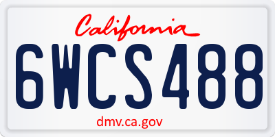 CA license plate 6WCS488