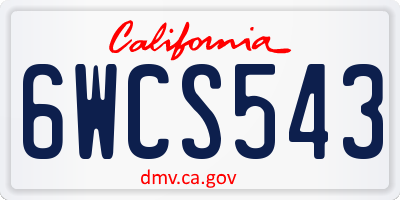 CA license plate 6WCS543