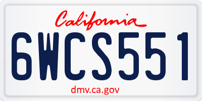 CA license plate 6WCS551