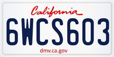 CA license plate 6WCS603