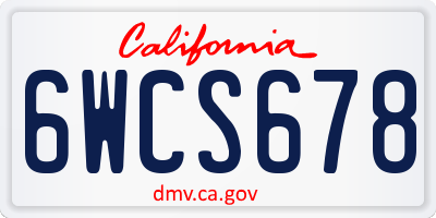 CA license plate 6WCS678