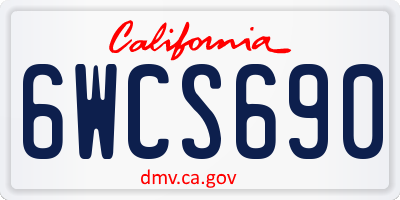 CA license plate 6WCS690