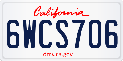 CA license plate 6WCS706