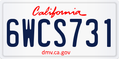 CA license plate 6WCS731