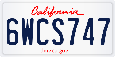 CA license plate 6WCS747
