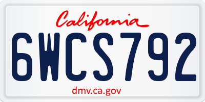 CA license plate 6WCS792