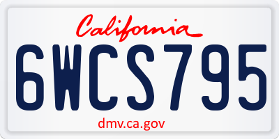 CA license plate 6WCS795