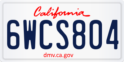 CA license plate 6WCS804