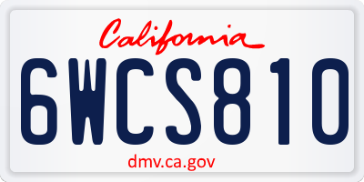 CA license plate 6WCS810