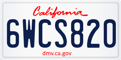 CA license plate 6WCS820