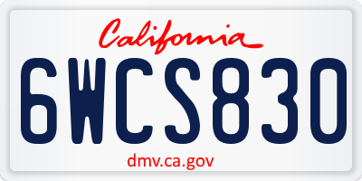 CA license plate 6WCS830