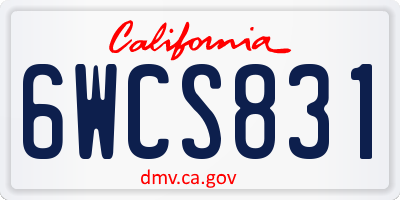CA license plate 6WCS831
