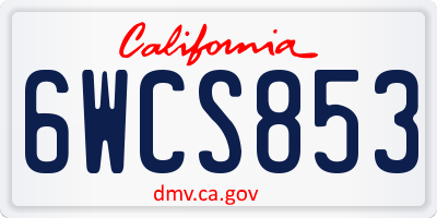 CA license plate 6WCS853