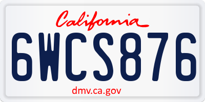 CA license plate 6WCS876