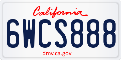 CA license plate 6WCS888