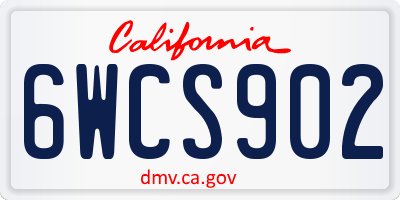 CA license plate 6WCS902