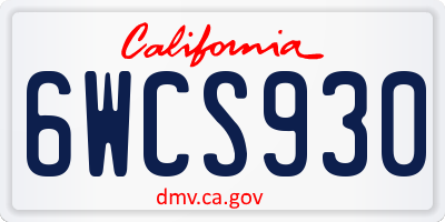 CA license plate 6WCS930