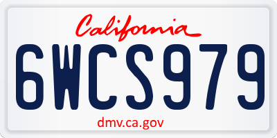 CA license plate 6WCS979