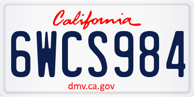 CA license plate 6WCS984