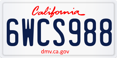 CA license plate 6WCS988
