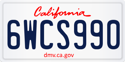 CA license plate 6WCS990