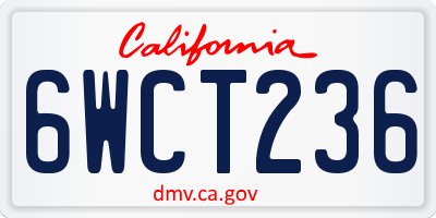 CA license plate 6WCT236