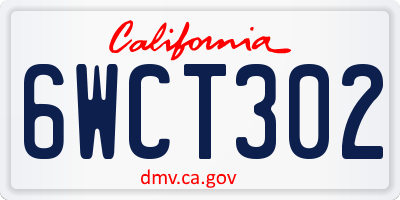 CA license plate 6WCT302
