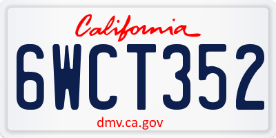 CA license plate 6WCT352