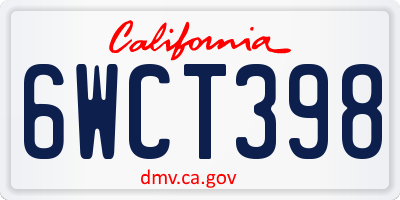 CA license plate 6WCT398