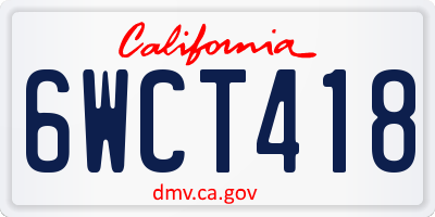 CA license plate 6WCT418