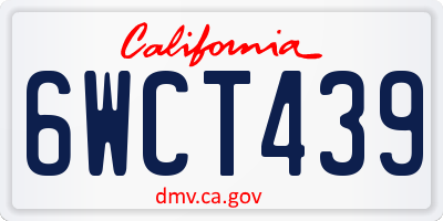 CA license plate 6WCT439