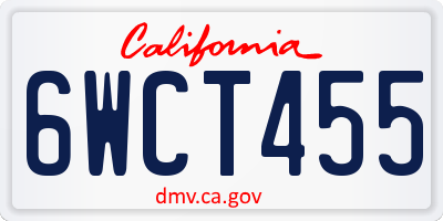 CA license plate 6WCT455