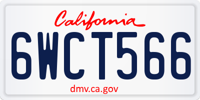 CA license plate 6WCT566