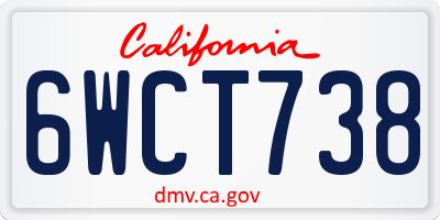 CA license plate 6WCT738