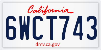 CA license plate 6WCT743