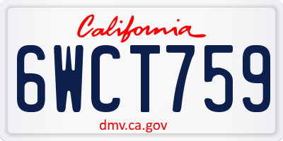 CA license plate 6WCT759