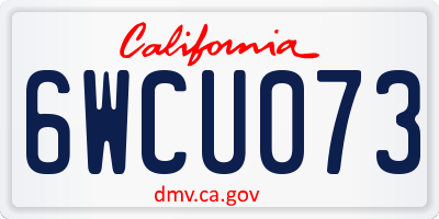 CA license plate 6WCU073