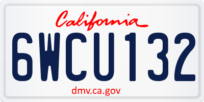 CA license plate 6WCU132